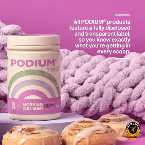 Podium Nutrition, Morning Collagen, Brooke Wells Signature Cinnamon Roll, 20 Servings, Collagen Protein, Gluten Free, Soy Free in Saudi Arabia