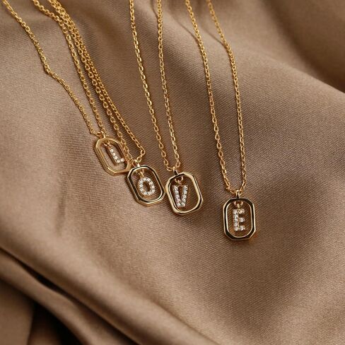 Initial Necklaces for Women, 14k Gold Plated Dainty Gold Letter Necklace Monogram Cute Letter Name Choker Necklaces Personalized Tiny Initial Pendant CZ Cubic Zirconia Necklace for Girls in Saudi Arabia