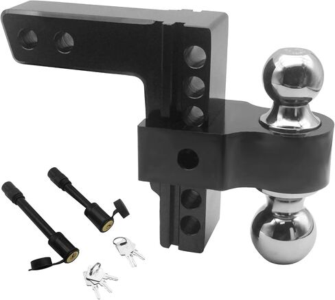 Adjustable Trailer Hitch, Aluminum Tow Hitch with 6 Inch Drop Hitch for 2 Inch Receiver, 12,000 LBS GTW, 2" and 2-5/16" Stainless Steel Tow Balls for Truck Towing, Black in Saudi Arabia