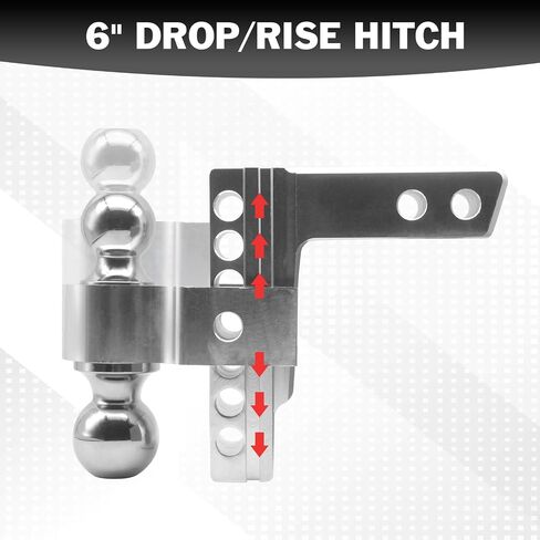 Adjustable Trailer Hitch, Aluminum Tow Hitch with 6 Inch Drop Hitch for 2 Inch Receiver, 12,000 LBS GTW, 2" and 2-5/16" Stainless Steel Tow Balls for Truck Towing, Black in Saudi Arabia