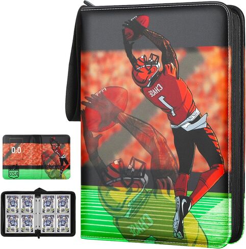 Football Card Binder 400 Pockets, Trading Card Binder Compatible with Rugby Card, Sports Cards Binder with 50 Removable Pages, Cards Holder for Collector for Standard Size Cards in Saudi Arabia
