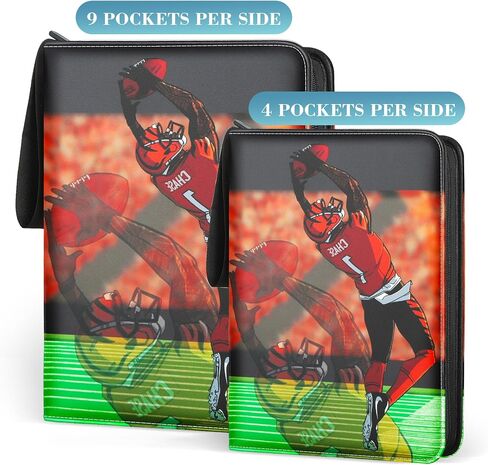 Football Card Binder 400 Pockets, Trading Card Binder Compatible with Rugby Card, Sports Cards Binder with 50 Removable Pages, Cards Holder for Collector for Standard Size Cards in Saudi Arabia