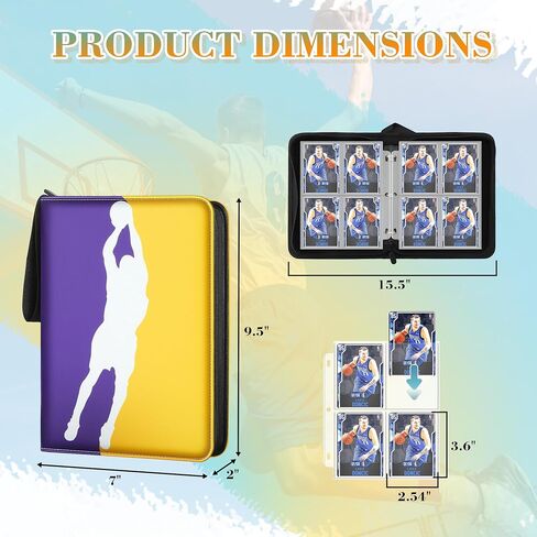Football Card Binder 400 Pockets, Trading Card Binder Compatible with Rugby Card, Sports Cards Binder with 50 Removable Pages, Cards Holder for Collector for Standard Size Cards in Saudi Arabia