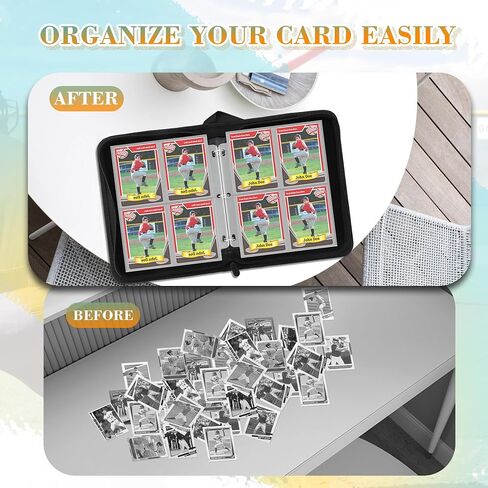 Football Card Binder 400 Pockets, Trading Card Binder Compatible with Rugby Card, Sports Cards Binder with 50 Removable Pages, Cards Holder for Collector for Standard Size Cards in Saudi Arabia