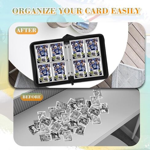 Football Card Binder 400 Pockets, Trading Card Binder Compatible with Rugby Card, Sports Cards Binder with 50 Removable Pages, Cards Holder for Collector for Standard Size Cards in Kuwait