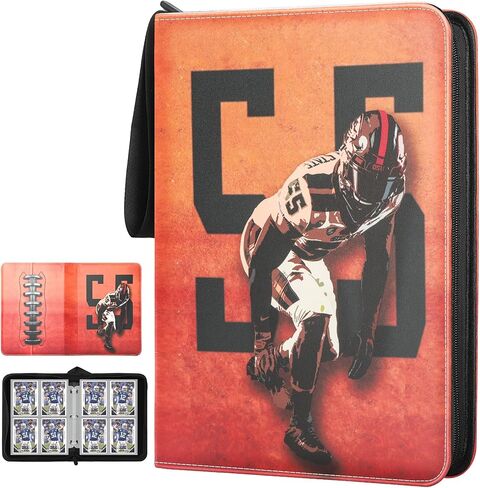 Football Card Binder 400 Pockets, Trading Card Binder Compatible with Rugby Card, Sports Cards Binder with 50 Removable Pages, Cards Holder for Collector for Standard Size Cards in Kuwait