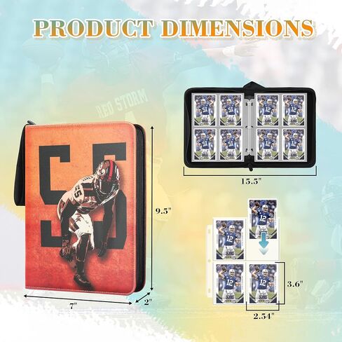 Football Card Binder 400 Pockets, Trading Card Binder Compatible with Rugby Card, Sports Cards Binder with 50 Removable Pages, Cards Holder for Collector for Standard Size Cards in Kuwait