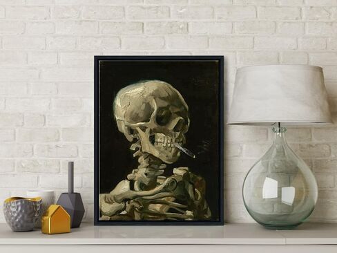 Wieco Art جمجمة هيكل عظمي مع سيجارة محترقة، 1886 بواسطة فنسنت فان جوخ قماش جدار الفن لديكور المنزل وديكور الحائط ما بعد الانطباعية قماش يطبع صور عمل فني in Saudi Arabia