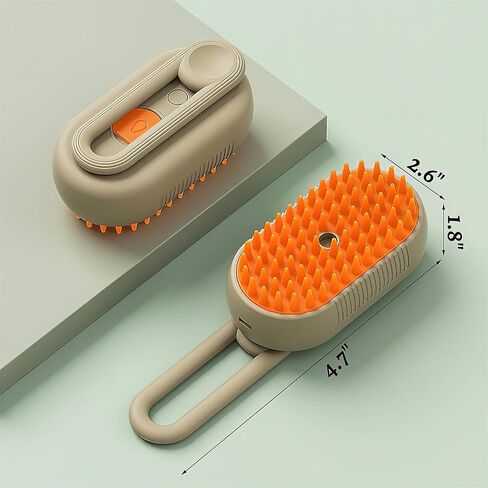 Cat Steamy Brush, 3 In 1 Multifunctional Cat Massage Brush, Pet Hair Grooming Brush, Dematting Undercoat Rake for Dogs, Cats (khaki-2) in Saudi Arabia