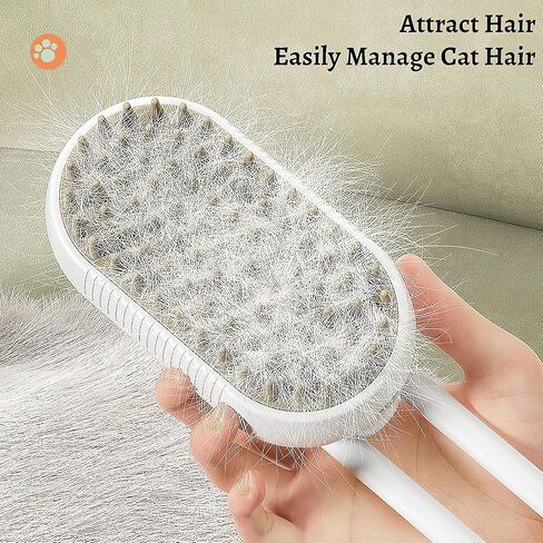 Cat Steamy Brush, 3 In 1 Multifunctional Cat Massage Brush, Pet Hair Grooming Brush, Dematting Undercoat Rake for Dogs, Cats (khaki-2) in Saudi Arabia