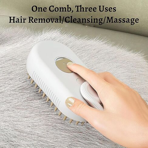 Cat Steamy Brush, 3 In 1 Multifunctional Cat Massage Brush, Pet Hair Grooming Brush, Dematting Undercoat Rake for Dogs, Cats (khaki-2) in Saudi Arabia