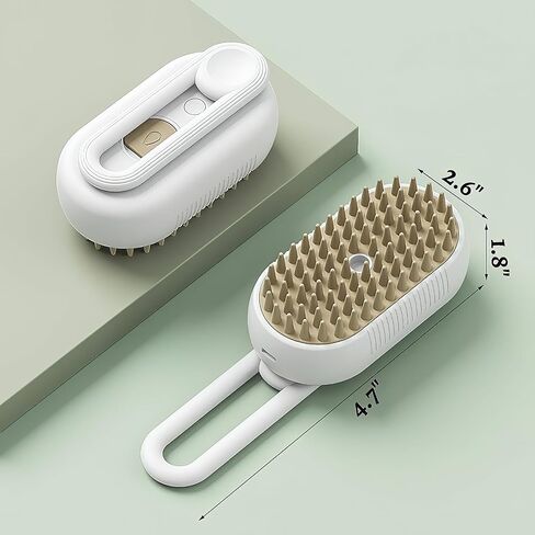 Cat Steamy Brush, 3 In 1 Multifunctional Cat Massage Brush, Pet Hair Grooming Brush, Dematting Undercoat Rake for Dogs, Cats (khaki-2) in Saudi Arabia