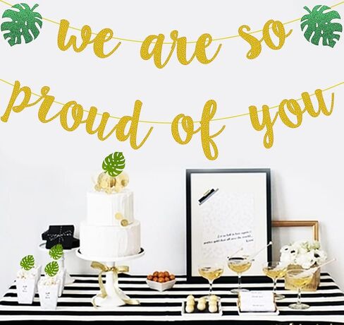 Tropical Graduation Party Decoration, Gold Glittery We are So Proud of You Banner for Beach Theme Grad Party Decorations, Hawaiian Luau Ideas Graduation Gifts in Saudi Arabia