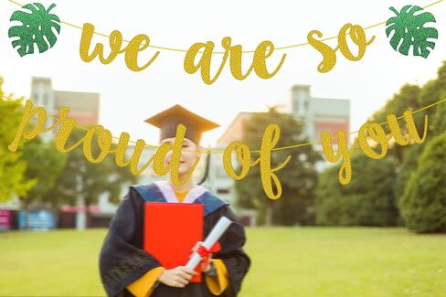 Tropical Graduation Party Decoration, Gold Glittery We are So Proud of You Banner for Beach Theme Grad Party Decorations, Hawaiian Luau Ideas Graduation Gifts in Saudi Arabia