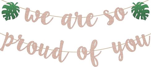 Tropical Graduation Party Decoration, Gold Glittery We are So Proud of You Banner for Beach Theme Grad Party Decorations, Hawaiian Luau Ideas Graduation Gifts in Saudi Arabia