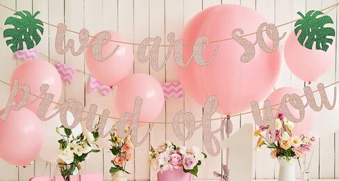 Tropical Graduation Party Decoration, Gold Glittery We are So Proud of You Banner for Beach Theme Grad Party Decorations, Hawaiian Luau Ideas Graduation Gifts in Saudi Arabia