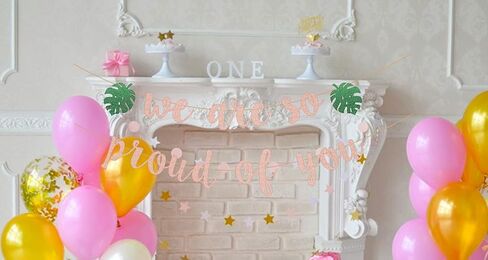 Tropical Graduation Party Decoration, Gold Glittery We are So Proud of You Banner for Beach Theme Grad Party Decorations, Hawaiian Luau Ideas Graduation Gifts in Saudi Arabia