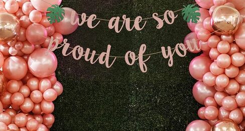 Tropical Graduation Party Decoration, Gold Glittery We are So Proud of You Banner for Beach Theme Grad Party Decorations, Hawaiian Luau Ideas Graduation Gifts in Saudi Arabia