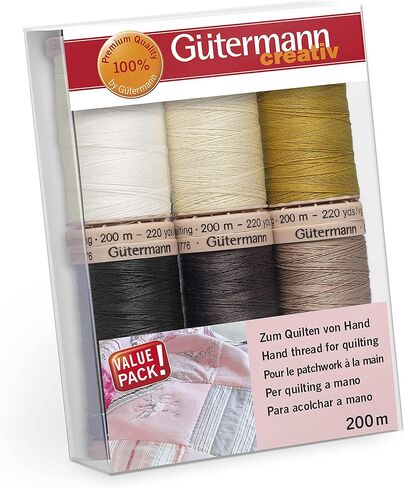 Gutermann Hand Quilting & Embroidery Thread Set - Natural Shades Set of 6 x 200m Spools for Quilting and Sewing. in Saudi Arabia
