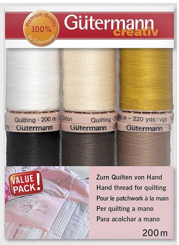 Gutermann Hand Quilting & Embroidery Thread Set - Natural Shades Set of 6 x 200m Spools for Quilting and Sewing. in Saudi Arabia