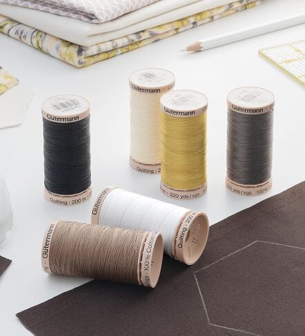 Gutermann Hand Quilting & Embroidery Thread Set - Natural Shades Set of 6 x 200m Spools for Quilting and Sewing. in Saudi Arabia