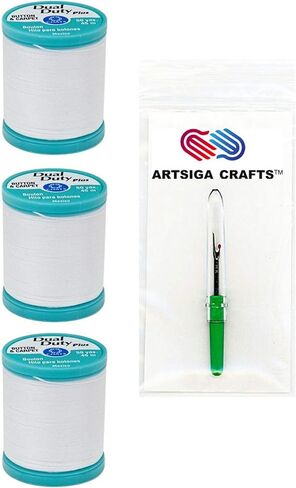 Coats & Clark Sewing Thread Dual Duty Plus Button & Carpet Cotton Thread 50 Yards (3-Pack) Black Bundle with 1 Artsiga Crafts Seam Ripper S920-0900-3P in Saudi Arabia