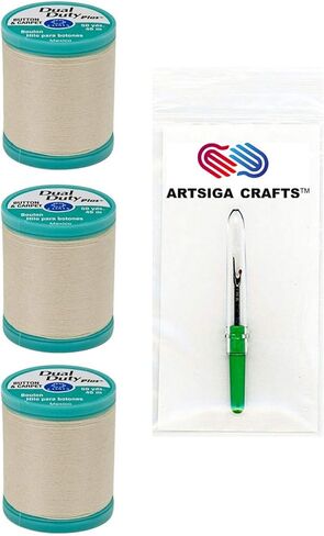 Coats & Clark Sewing Thread Dual Duty Plus Button & Carpet Cotton Thread 50 Yards (3-Pack) Black Bundle with 1 Artsiga Crafts Seam Ripper S920-0900-3P in Saudi Arabia