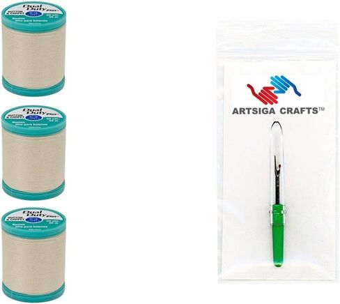 Coats & Clark Sewing Thread Dual Duty Plus Button & Carpet Cotton Thread 50 Yards (3-Pack) Black Bundle with 1 Artsiga Crafts Seam Ripper S920-0900-3P in Saudi Arabia