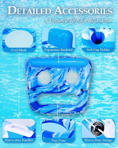 Inflatable Pool Float, Heavy-Duty Inflatable Pool Lounger for Adults, Pool Floaties with Backrests & Cupholders, Ultimate Comfort for Summer Pool Parties and Relaxation in Saudi Arabia