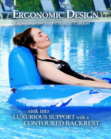 Inflatable Pool Float, Heavy-Duty Inflatable Pool Lounger for Adults, Pool Floaties with Backrests & Cupholders, Ultimate Comfort for Summer Pool Parties and Relaxation in Saudi Arabia