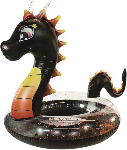 PoolCandy Black Dragon Large Pool Tube with Color Changing Holographic Glitter - Perfect for Pool, Beach or Lake Trips in Kuwait