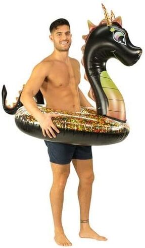 PoolCandy Black Dragon Large Pool Tube with Color Changing Holographic Glitter - Perfect for Pool, Beach or Lake Trips in Kuwait