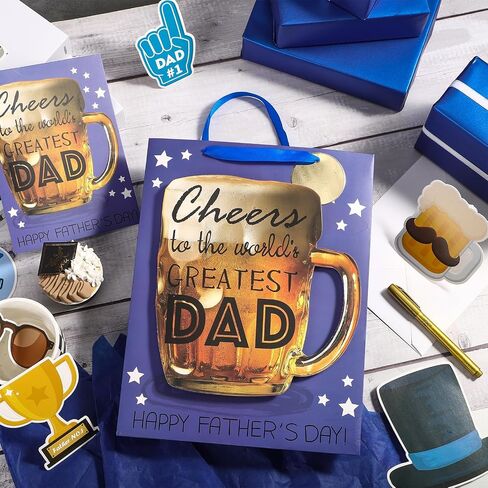 Loveinside Father's Day Gift Bag with Tissue Paper, Tag and Greeting Card for Dad, Birthday, and More - 10" x 5" x 13", 1 Pcs - Beer in Saudi Arabia