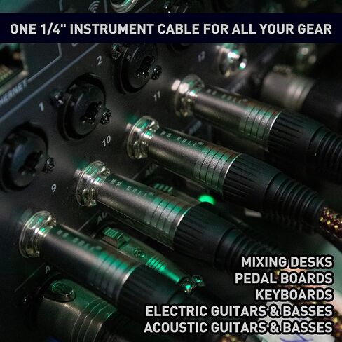 Pro Grade Right Angle Electric Guitar Cable 10 ft / 3m - Universally Compatible Instrument Cable/Guitar Cord 10 ft/Amp Cord for Electric Guitar - Guitar Amp Cord for Electric Guitar in Saudi Arabia