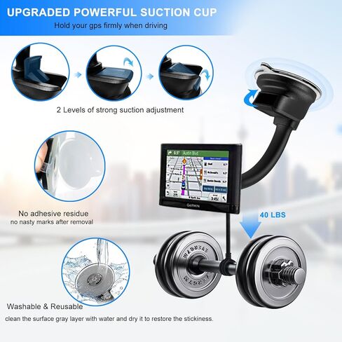 حامل GPS للوحة قيادة السيارة، حامل GPS على الزجاج الأمامي [ذراع معقوفة مرنة] حامل سيارة GPS لـ Garmin Nuvi Dezl Drive Drivesmart Zumo Driveassist DriveLuxe StreetPilot RV in Kuwait