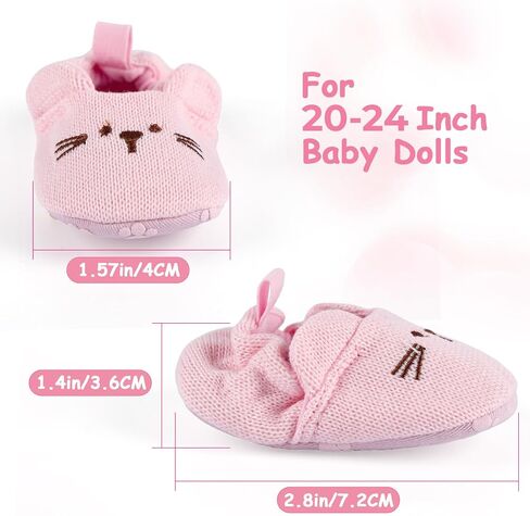 أحذية BABESIDE Baby Doll للدمى مقاس 20-24 بوصة، أحذية دمية الأطفال حديثي الولادة مع أنماط مخالب لطيفة تناسب فتيات الدمى الصغيرة الواقعية، أحذية دمية الأطفال الوردية فقط in Saudi Arabia