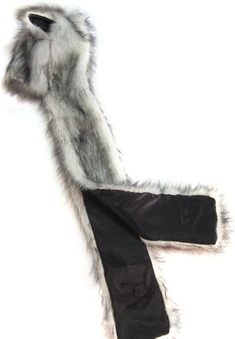 Unisex 3 in 1 Winter Thermal Plush Earflap Hooded Hat Scarf Pocket Gloves Set Faux Fur Windproof Animal Themed Costume Hat in Kuwait