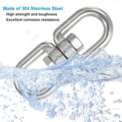PATIKIL Double Ended Swivel Eye Hook M5 Working Load 163kg/359lbs, 304 Stainless Steel Eye to Eye Swivel Shackle Ring Connector for Marine Mooring Hanging in Saudi Arabia