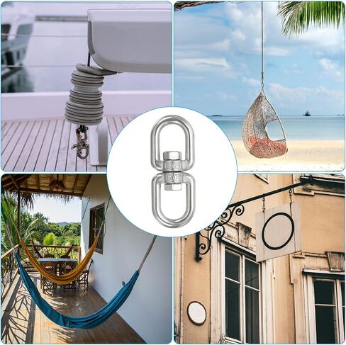 PATIKIL Double Ended Swivel Eye Hook M5 Working Load 163kg/359lbs, 304 Stainless Steel Eye to Eye Swivel Shackle Ring Connector for Marine Mooring Hanging in Saudi Arabia