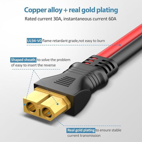 قابس اللوحة الشمسية إلى كابل شحن XT60، موصل الطاقة الشمسية PixelMan 10AWG(9.8 قدم) إلى كابل XT60 مع محول XT60 المحسن، كابل تمديد للطاقة الشمسية لنهر Ecoflow/Deta، لمحطة الطاقة المحمولة، مولد in Kuwait