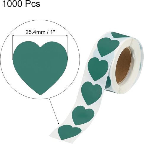 MECCANIXITY 1000 قطعة على شكل قلب ملصق 1 بوصة ذاتية اللصق ملصق الحب لتزيين القلب للمغلف، عيد الحب، حفل زفاف، أخضر داكن in Saudi Arabia