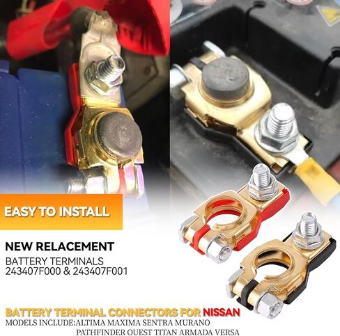 1 Pair 12V 24V Automotive Car Battery Terminal Connector Top Post Battery Terminal Wire Cable Clamp Clips Terminal Connectors Quick Release Car Accessories in Kuwait