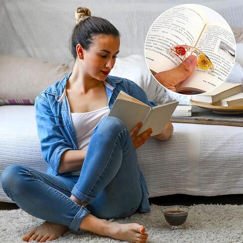 Giantree 2 جهاز كمبيوتر شخصى حامل صفحة الكتاب، لطيف شفاف زهور مجففة المرجعية الإبهام حامل كتاب فتاحة الكتب ملحقات الكتاب فتاحة الكتب ملحقات القراءة in Saudi Arabia