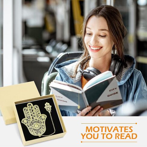 علامة همسة والعين الشريرة المعدنية، علامات مرجعية للنساء، هدايا عيد ميلاد للمعلمين والأمهات، هدايا تقدير للمعلمين في عيد الحب، علامات كتاب لطيفة مع سلسلة للرجال/الأطفال/الأصدقاء/الأم/الفتيات/عشاق الكتب in Kuwait