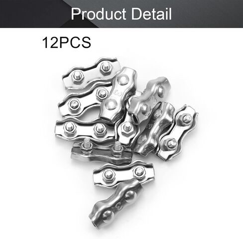 MroMax 12PCS M3 Duplex 2-Post Cable Clamp, 316 Stainless Steel Wire Rope Clip Cable Clamp Fit for 3/32 Inches Diameter Wire Rope, Strong Mini Camps Solid Wire Lock for Antennas, Lighting in Saudi Arabia