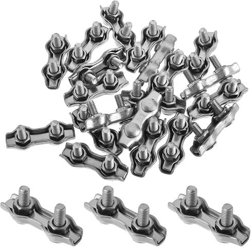 MroMax 12PCS M3 Duplex 2-Post Cable Clamp, 316 Stainless Steel Wire Rope Clip Cable Clamp Fit for 3/32 Inches Diameter Wire Rope, Strong Mini Camps Solid Wire Lock for Antennas, Lighting in Saudi Arabia