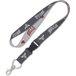WinCraft Chicago Bulls Premium Charcoal Edition Lanyard Key Chain, 1 inch Wide with Detachable End