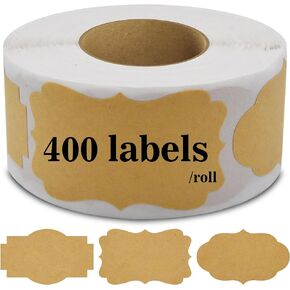 400pcs Gift Tags Stickers & Self-Adhesive Name Labels - Perfect for Handmade Bottle, Jars, Presents, Cosmetic Decoration, Food Craft. All-Purpose & Versatile Use (Blank (1.2 X 2 Inch))