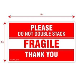 Kenco 3" X 5" Please Do Not Double Stack Fragile Thank You Stickers for Shipping and Packing - 500 Labels Per Roll