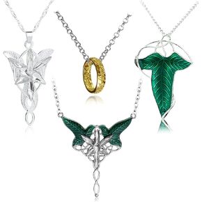 UoYu 4 pcs Arwen Evening Star Necklace Elven Green Leaf Brooch Pin Pendant Necklace